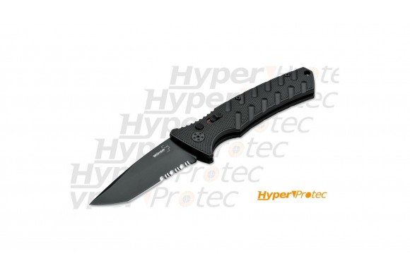 Couteau automatique a lame mixte forme tanto en AUS8