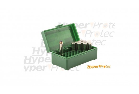 Boite de rangement pour 50 cartouches calibre .357 magnum ou .38 et special