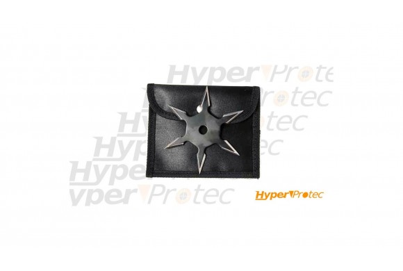 Etoile de jet pour le lancer de précision 6 branches noire avec pochette