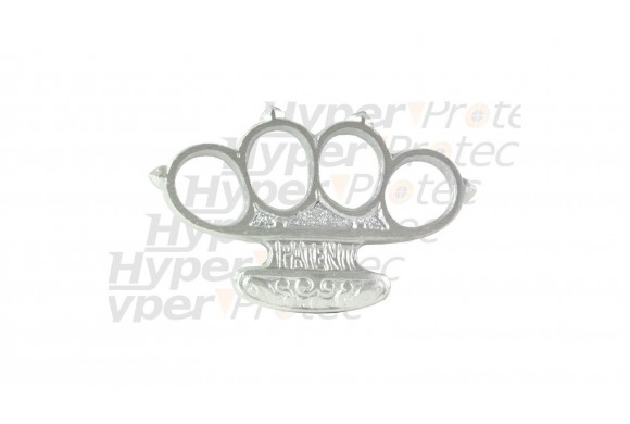 Poing américain Boxer aluminium gris avec pics