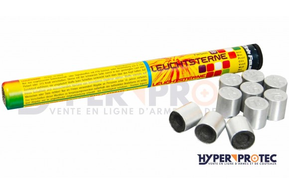 Tube de 10 fusées de 15 mm pour arme d'alarme 