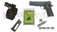 Pack Pistolet Colt 1911 Rail Gun CO2 noir full metal
