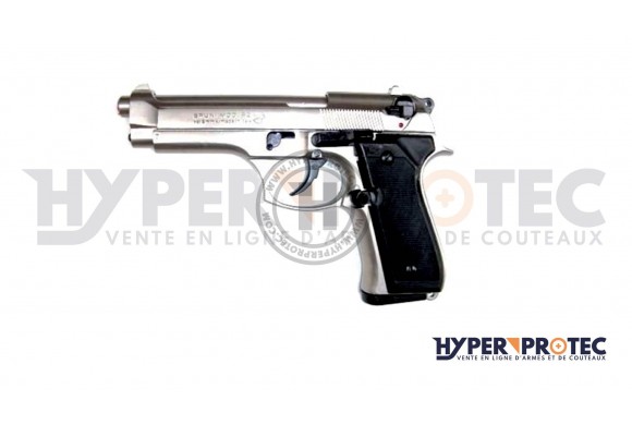 Pistolet alarme Beretta 92 chromé full metal 9mm
