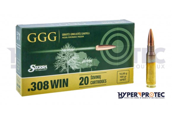 Cartouche 308 GGG HPBT 168 grains