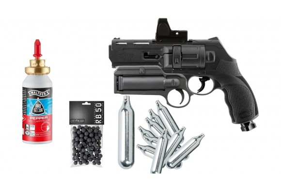 Pack revolver T4E HDR 50 avec lanceur de spray, point rouge et munitions