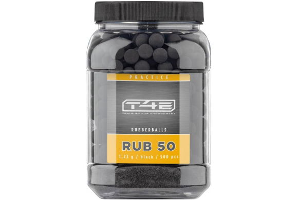 500 Balles caoutchouc T4E Cal.50 Rubberball noire mat