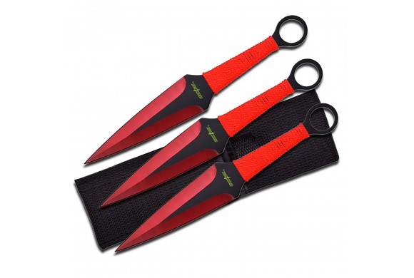 Set 3 Couteaux de lancer Red Precision Kunais édition