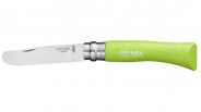 Couteau Mon Premier Opinel lame arrondie manche en vert pomme