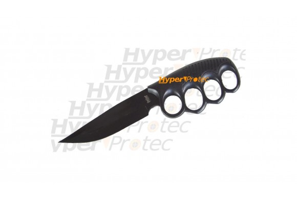 Couteau poignard poing américain lame lisse noire
