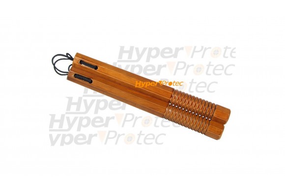 Nunchaku en bois hexagonal - 30 cm