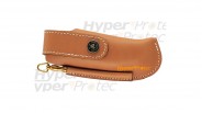 Etui en cuir brun avec fusil Max Capdebarthe pour couteau 12cm fermé