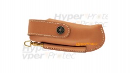 Etui en cuir brun avec fusil Max Capdebarthe pour couteau 12cm fermé