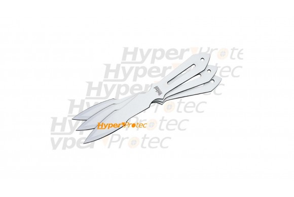 3 couteaux tout inox identiques à lancer - 22.5 cm