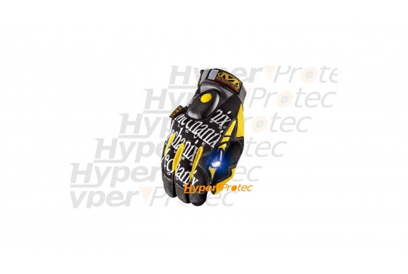 Gants Mechanix Wear jaunes avec lampe intégrée - Taille XXL