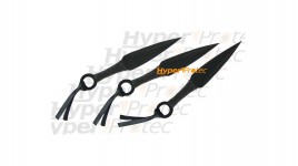 3 kunaï noirs identiques + étui de transport - 17 cm
