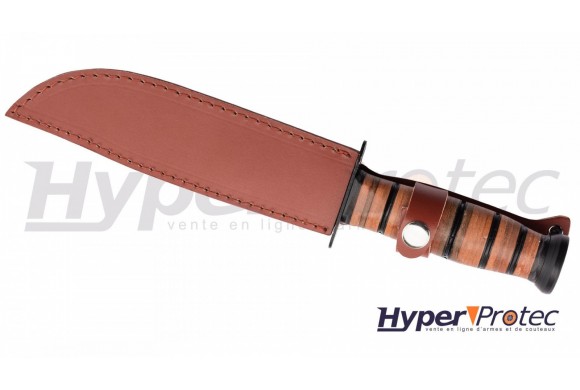 Poignard Virginia Combat manche en cuir tressé - 31 cm