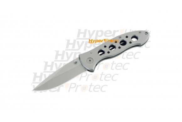 Couteau pliant gris avec thumbstud et lame lisse
