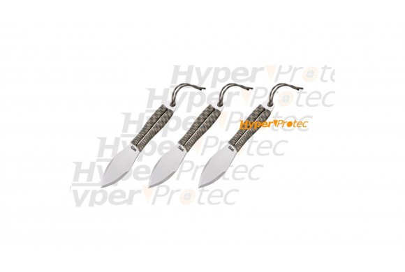 3 grands couteaux de lancer Sog Fling avec corde camo