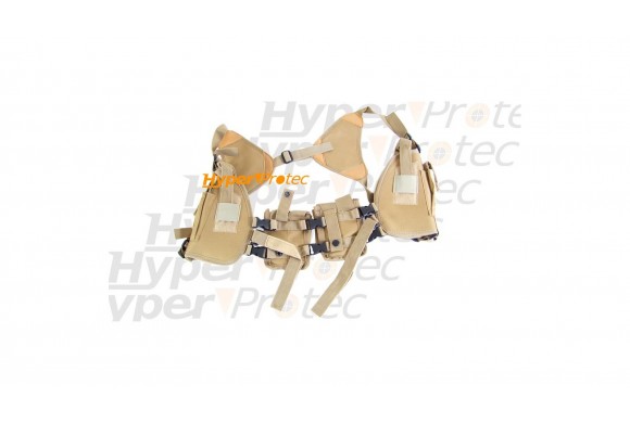 Holster épaule horizontal TAN avec 2 poches ambidextre